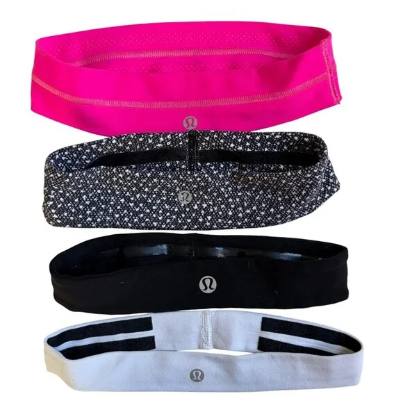 Lululemon Headband Lot of 4 (Pink, Black, Black Print & White) - Picture 3 of 7